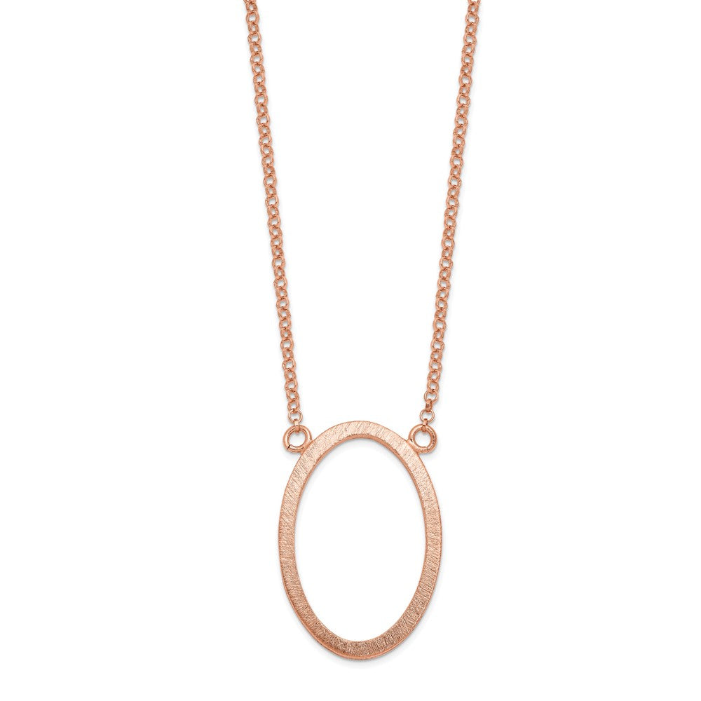 Sterling Silver Rose-tone Oval w/2 in ext. Necklace