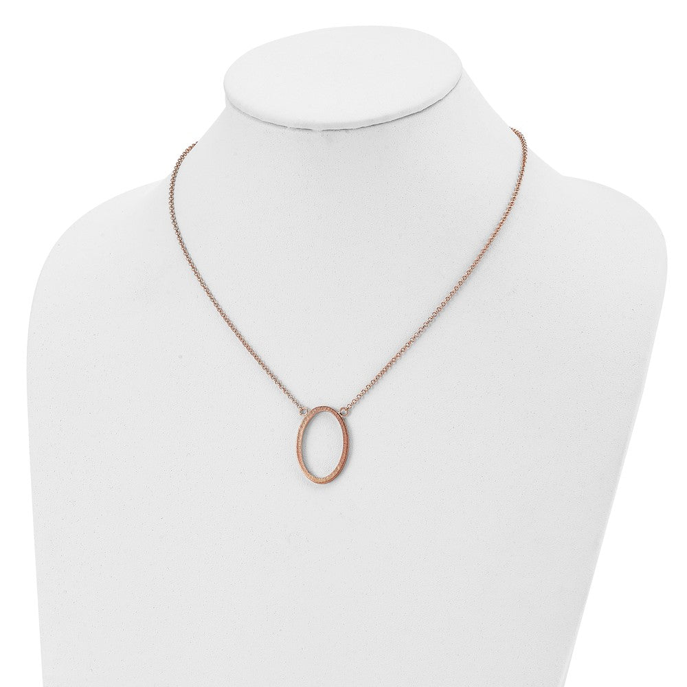 Sterling Silver Rose-tone Oval w/2 in ext. Necklace