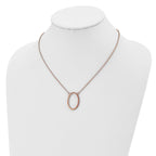 Sterling Silver Rose-tone Oval w/2 in ext. Necklace