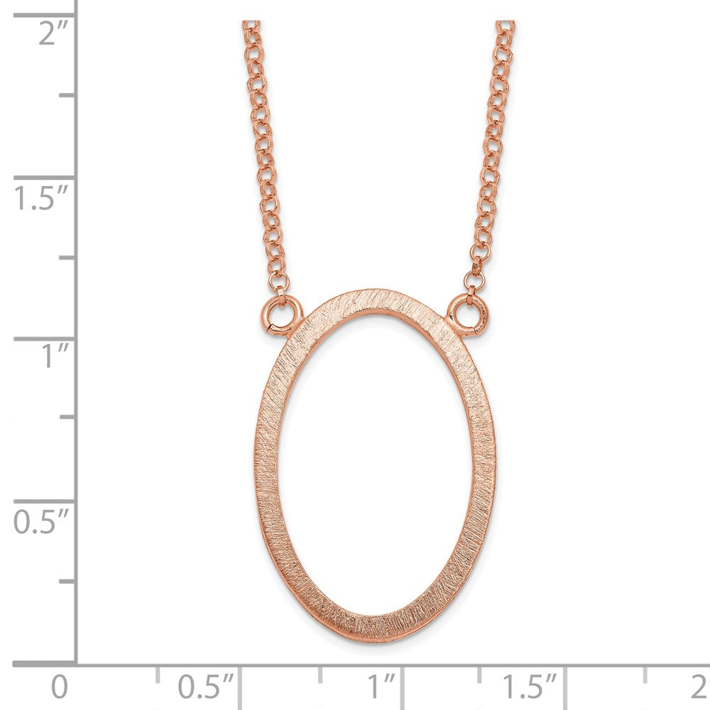 Sterling Silver Rose-tone Oval w/2 in ext. Necklace