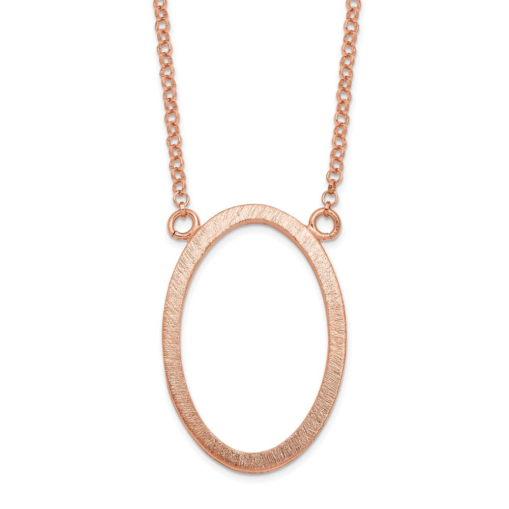 Sterling Silver Rose-tone Oval w/2 in ext. Necklace