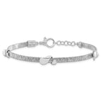 Sterling Silver Textured & Polished w/.75 in ext. Bracelet