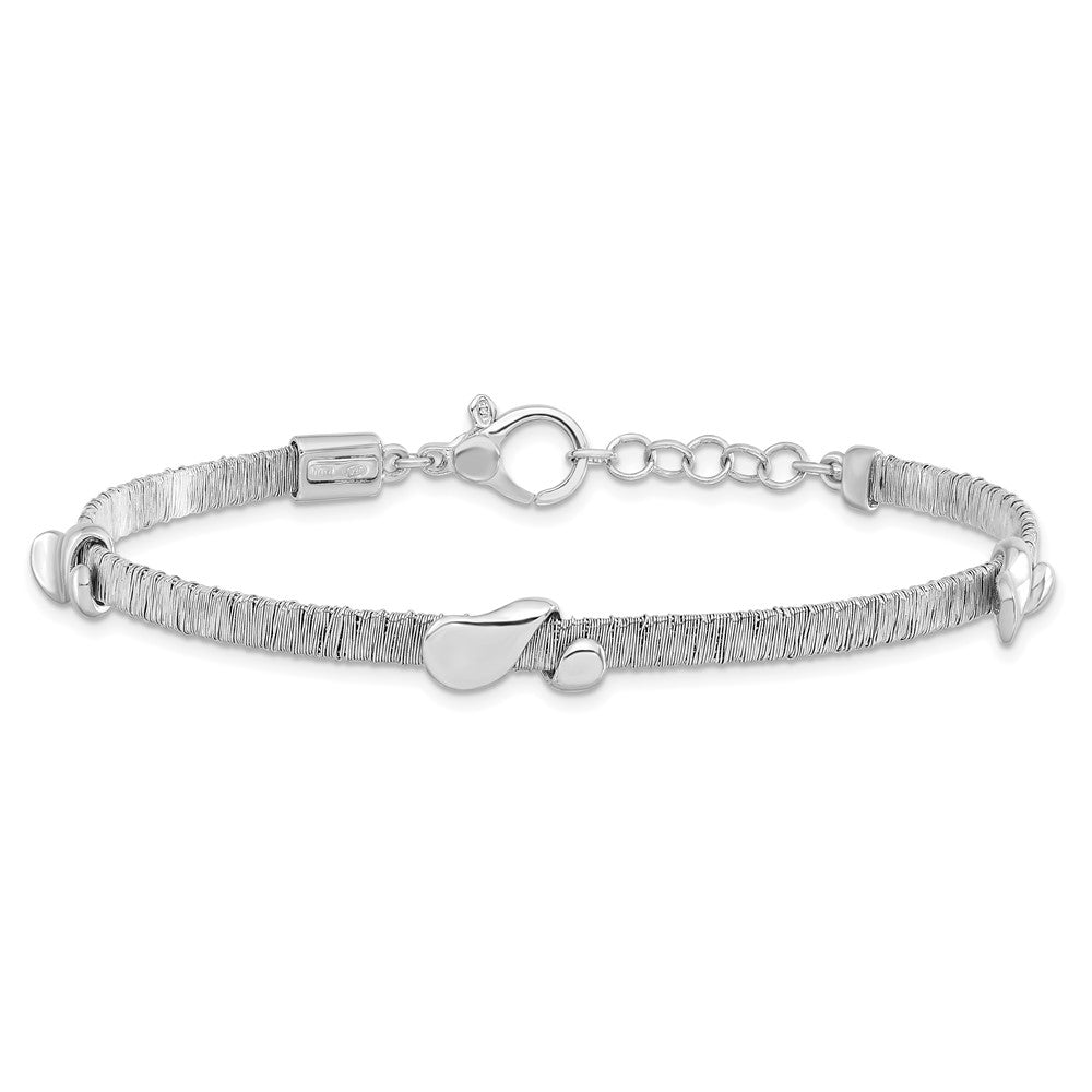 Sterling Silver Textured & Polished w/.75 in ext. Bracelet