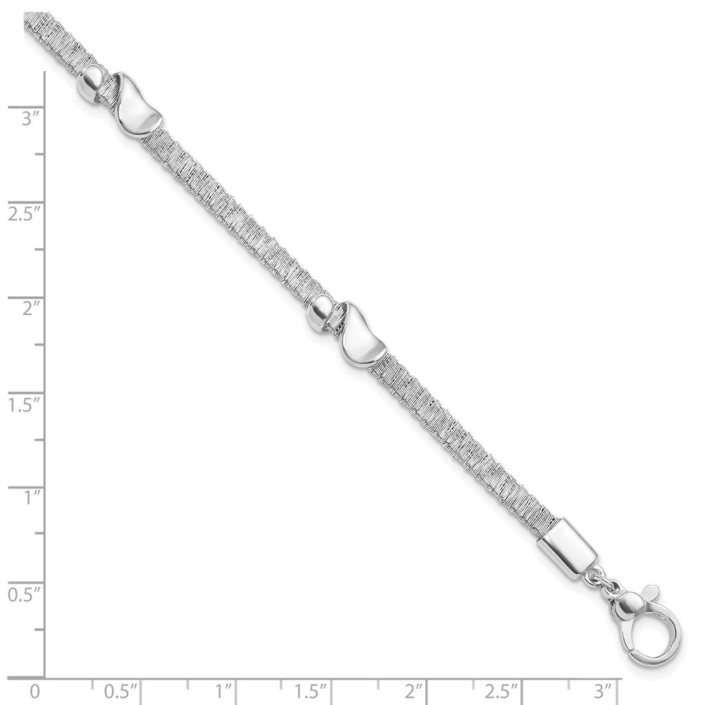 Sterling Silver Textured & Polished w/.75 in ext. Bracelet