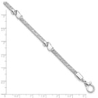 Sterling Silver Textured & Polished w/.75 in ext. Bracelet