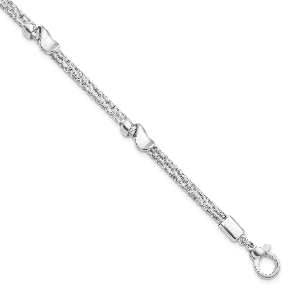 Sterling Silver Textured & Polished w/.75 in ext. Bracelet