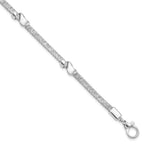 Sterling Silver Textured & Polished w/.75 in ext. Bracelet