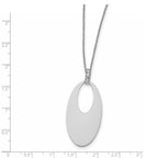 Sterling Silver Polished Crystal Oval w/1 in ext. Necklace