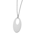 Sterling Silver Polished Crystal Oval w/1 in ext. Necklace