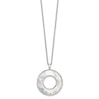 Sterling Silver RH-plated MOP Circle Pendant Necklace