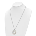 Sterling Silver RH-plated MOP Circle Pendant Necklace