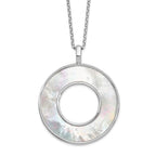 Sterling Silver RH-plated MOP Circle Pendant Necklace