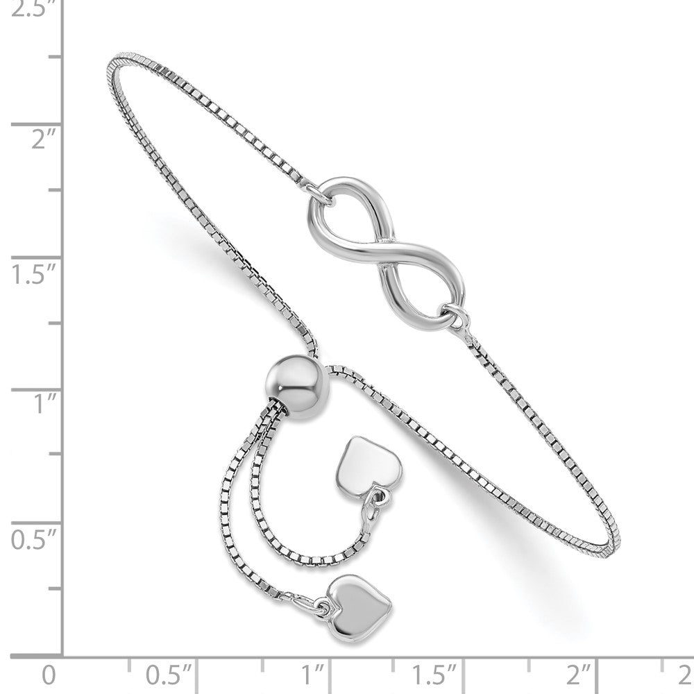 Sterling Silver RH-plated Polished Infinity Adjustable Bracelet