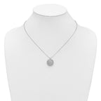 Sterling Silver RH-plat Pol/Dia-cut Circle w/1in ext. Necklace