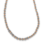 Sterling Silver Rose-tone Polished D/C Beaded Necklace