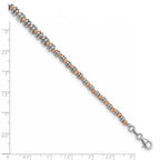Sterling Silver Rose-tone Polished D/C Beaded Bracelet