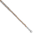 Sterling Silver Rose-tone Polished D/C Beaded Bracelet