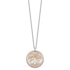Sterling Silver & Rose-tone MOP Tree of Life w/1in ext. Necklace