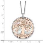 Sterling Silver & Rose-tone MOP Tree of Life w/1in ext. Necklace