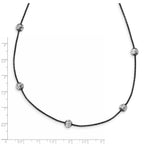 Sterling Silver & Ruthenium D/C Bead Necklace