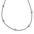 Sterling Silver & Ruthenium D/C Bead Necklace