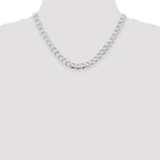 Sterling Silver 8.1mm Semi-solid Flat Curb Chain