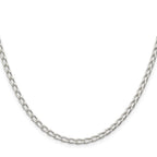 Amore La Vita Sterling Silver Rhodium-plated Polished 3.2mm with Lobster Clasp Open Link Charm Anklet