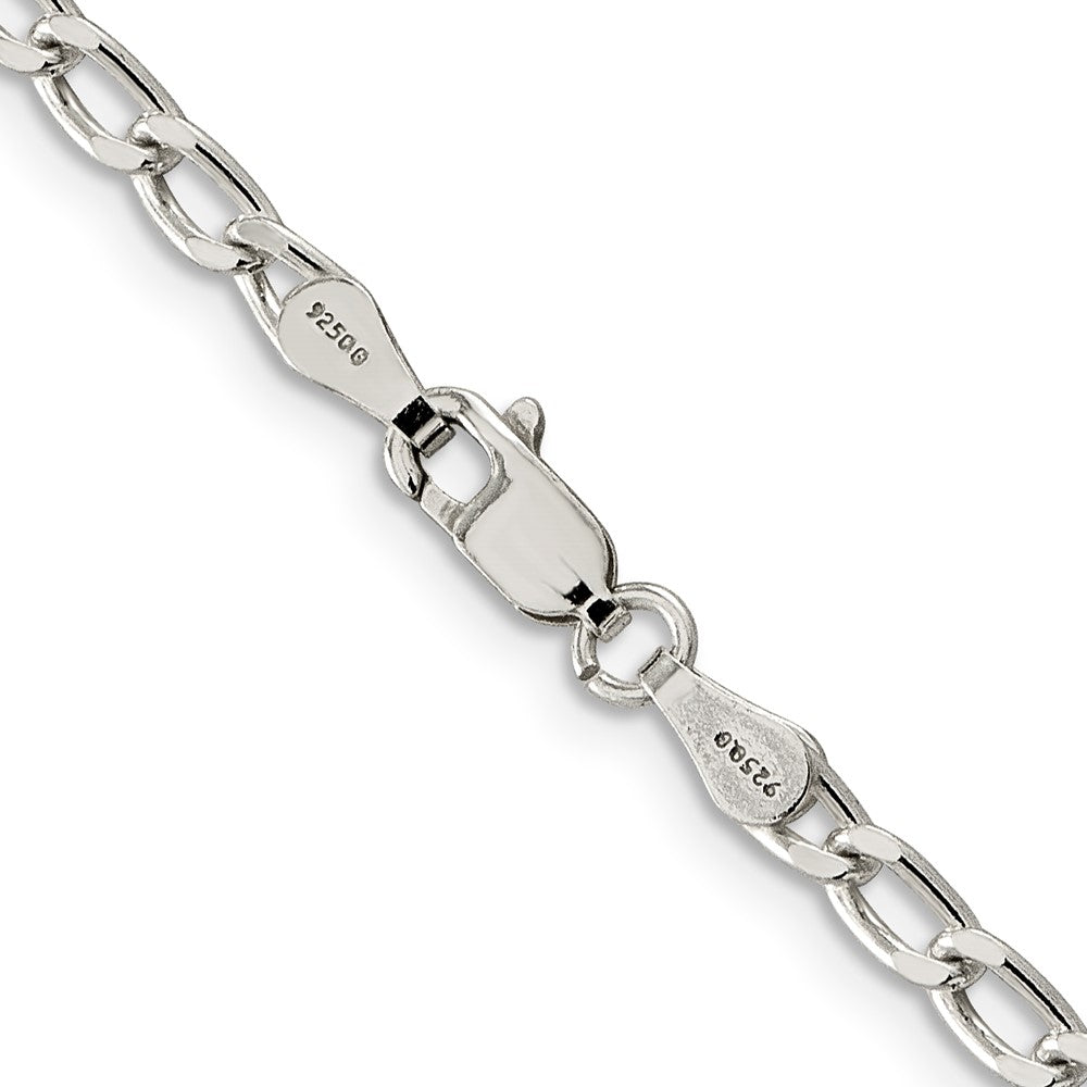 Amore La Vita Sterling Silver Rhodium-plated Polished 3.2mm with Lobster Clasp Open Link Charm Anklet
