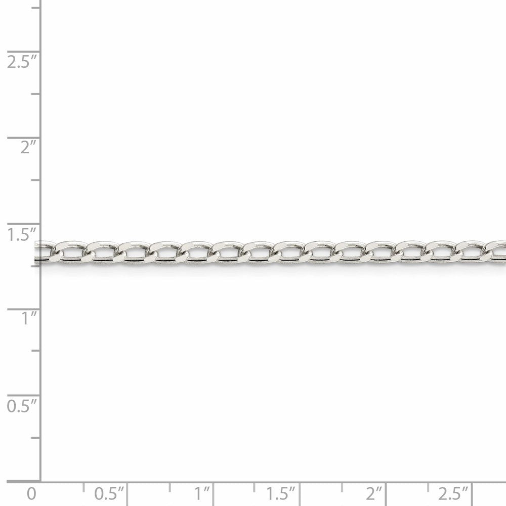 Amore La Vita Sterling Silver Rhodium-plated Polished 3.2mm with Lobster Clasp Open Link Charm Anklet