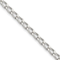 Amore La Vita Sterling Silver Rhodium-plated Polished 3.2mm with Lobster Clasp Open Link Charm Anklet