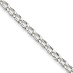 Amore La Vita Sterling Silver Rhodium-plated Polished 3.2mm with Lobster Clasp Open Link Charm Anklet