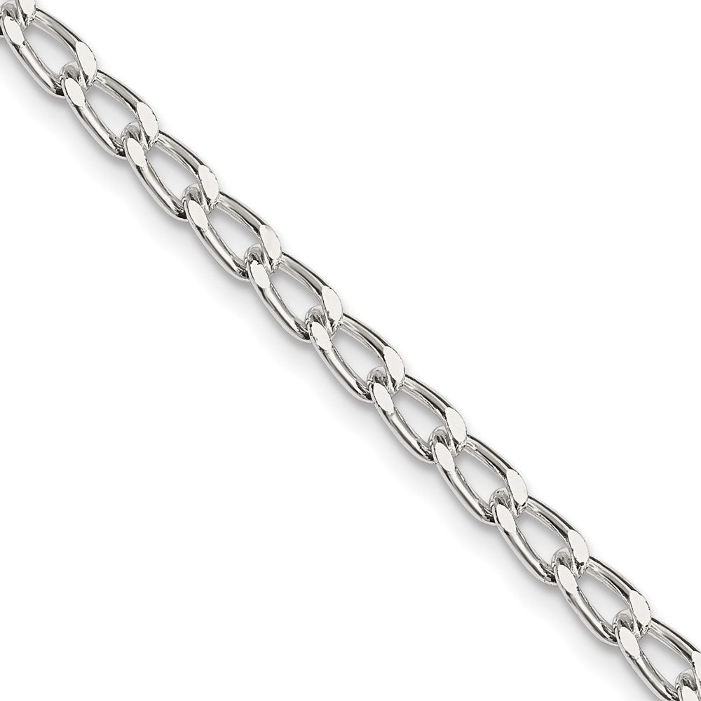 Amore La Vita Sterling Silver Rhodium-plated Polished 3.2mm with Lobster Clasp Open Link Charm Anklet