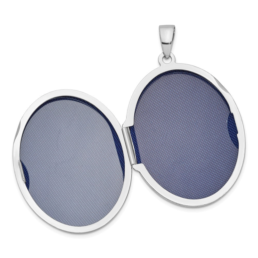Sterling Silver Rhodium-plated Polished 32mm Oval Locket