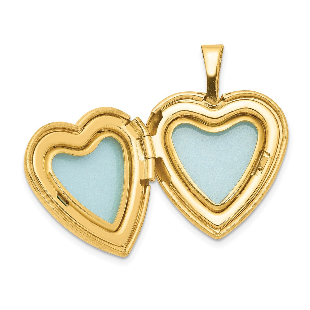 1/20 14K Gold Filled with Diamond Flower Design 15mm Heart Locket