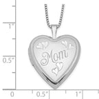 Sterling Silver Rhodium-plated 20mm Mom Heart Locket Necklace