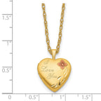 1/20 14K Gold Filled 16mm Enamel Flower I Love You Heart Locket Necklace