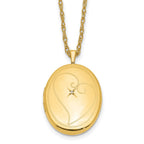 1/20 14K Gold Filled 26mm Diamond in Heart Oval Locket Necklace