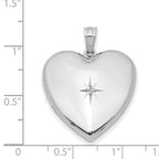 Sterling Silver Rhod-plated 24mm w/ Diamond Star Design Heart Locket