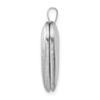 Sterling Silver Rhodium-plated 20mm Floral Border Heart Locket