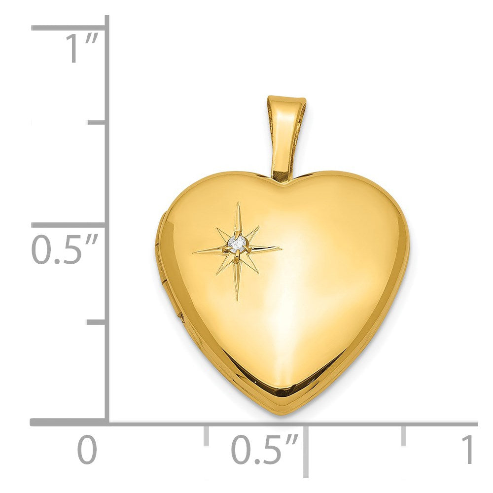 Sterling Silver Gold-plated & Diamond 16mm Heart Locket
