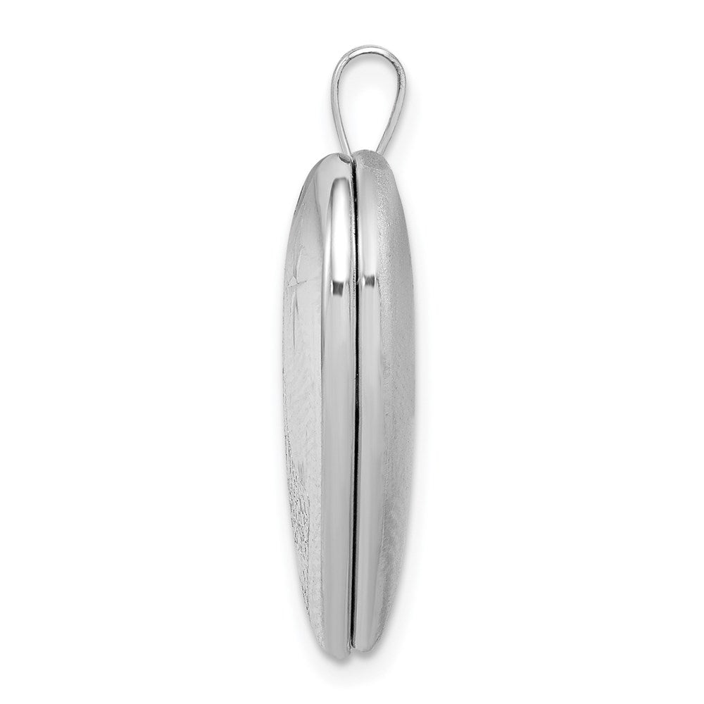 Sterling Silver Rhodium-plated 20mm D/C Footprints Heart Locket
