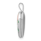 Sterling Silver RH-plated Satin & Enameled I Love You Rose Heart Locket