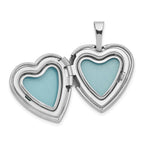 Sterling Silver Rhodium-plated Polished Diamond Star 16mm Heart Locket