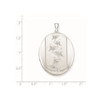 Sterling Silver Rhodium-plated Butterflies 34mm Oval Locket