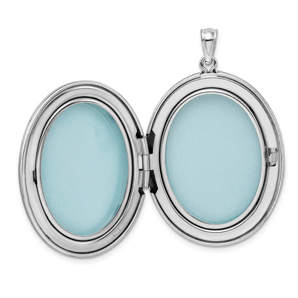 Sterling Silver Rhodium-plated W/ Side Swirls 34mm Oval Locket