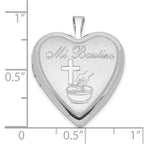 Sterling Silver Satin & Polished Mi Bautizo Heart Locket