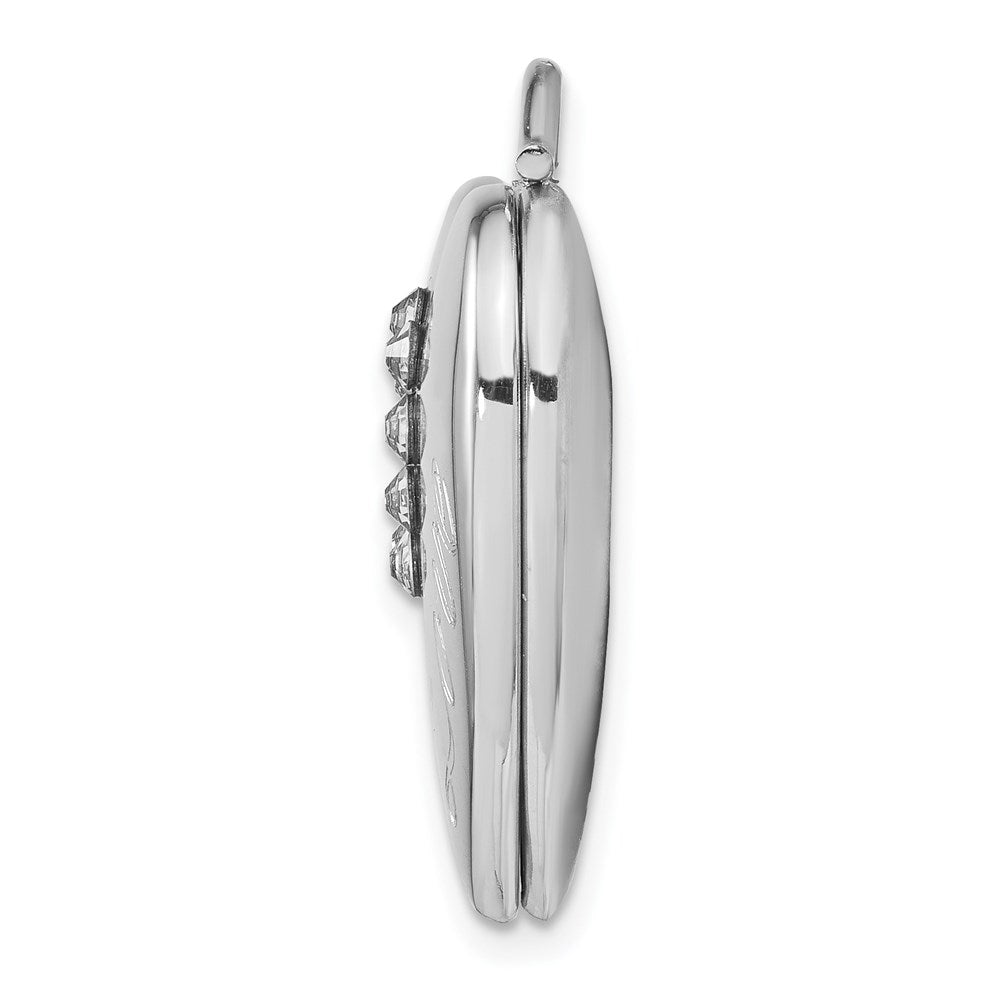 Sterling Silver Rhodium-plated 24mm Australian Crystal Love Heart Locket