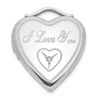 Sterling Silver Polished Diamond I Love You Heart Locket