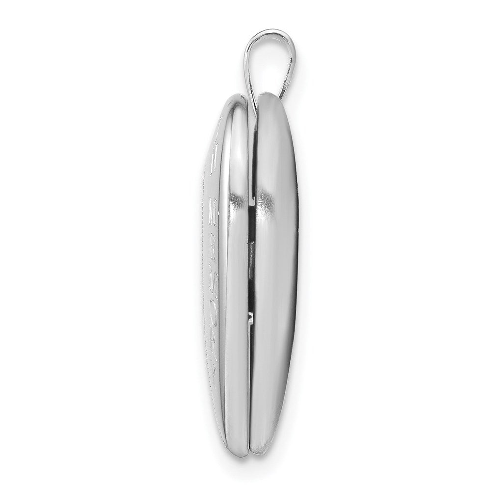 Sterling Silver Rhod-plated Diamond Satin/Polished In Memory Heart Locket