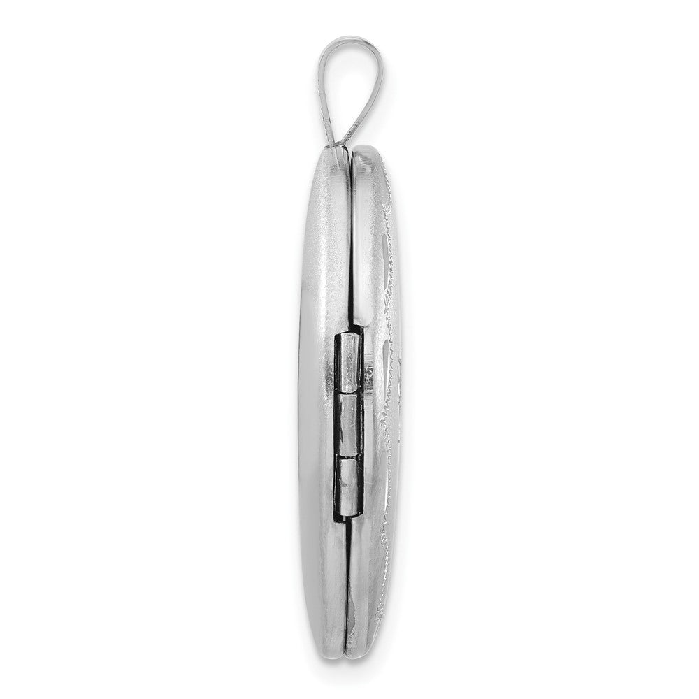 Sterling Silver Satin & Diamond-cut Chai Symbol Oval Locket